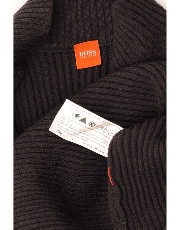Мужской кардиган Hugo Boss, свитер среднего серого цвета из натуральной шерсти