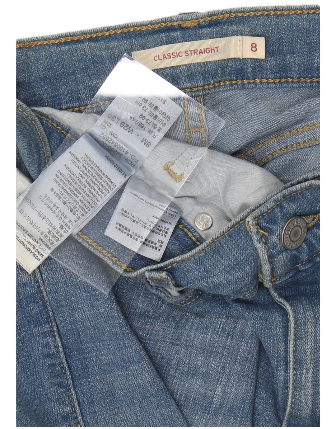 Женские классические прямые джинсы LEVI'S US 8, средние W29 L30, синие, хлопок
