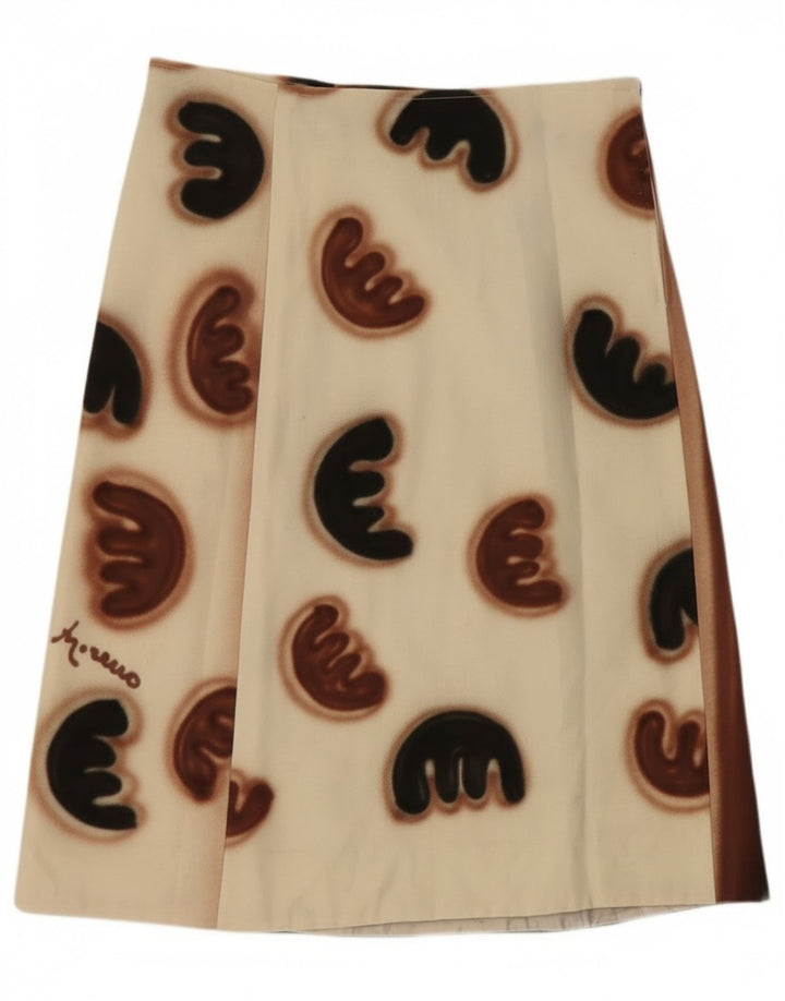 Винтажная женская юбка-трапеция W30, средний белый цвет, цветной блок