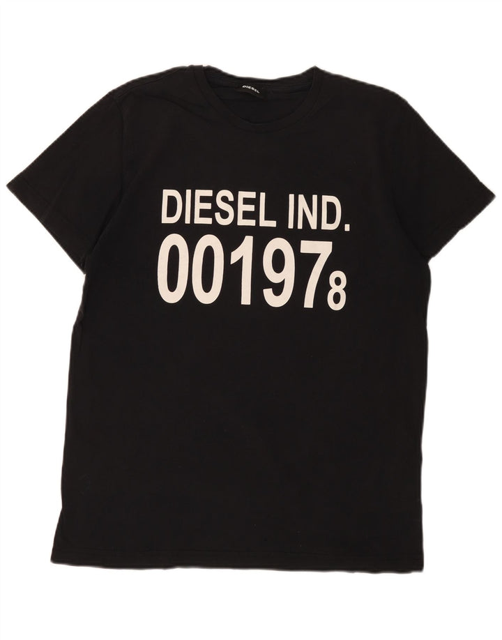 Мужская футболка с графическим рисунком DIESEL, хлопковая, среднего размера, черная