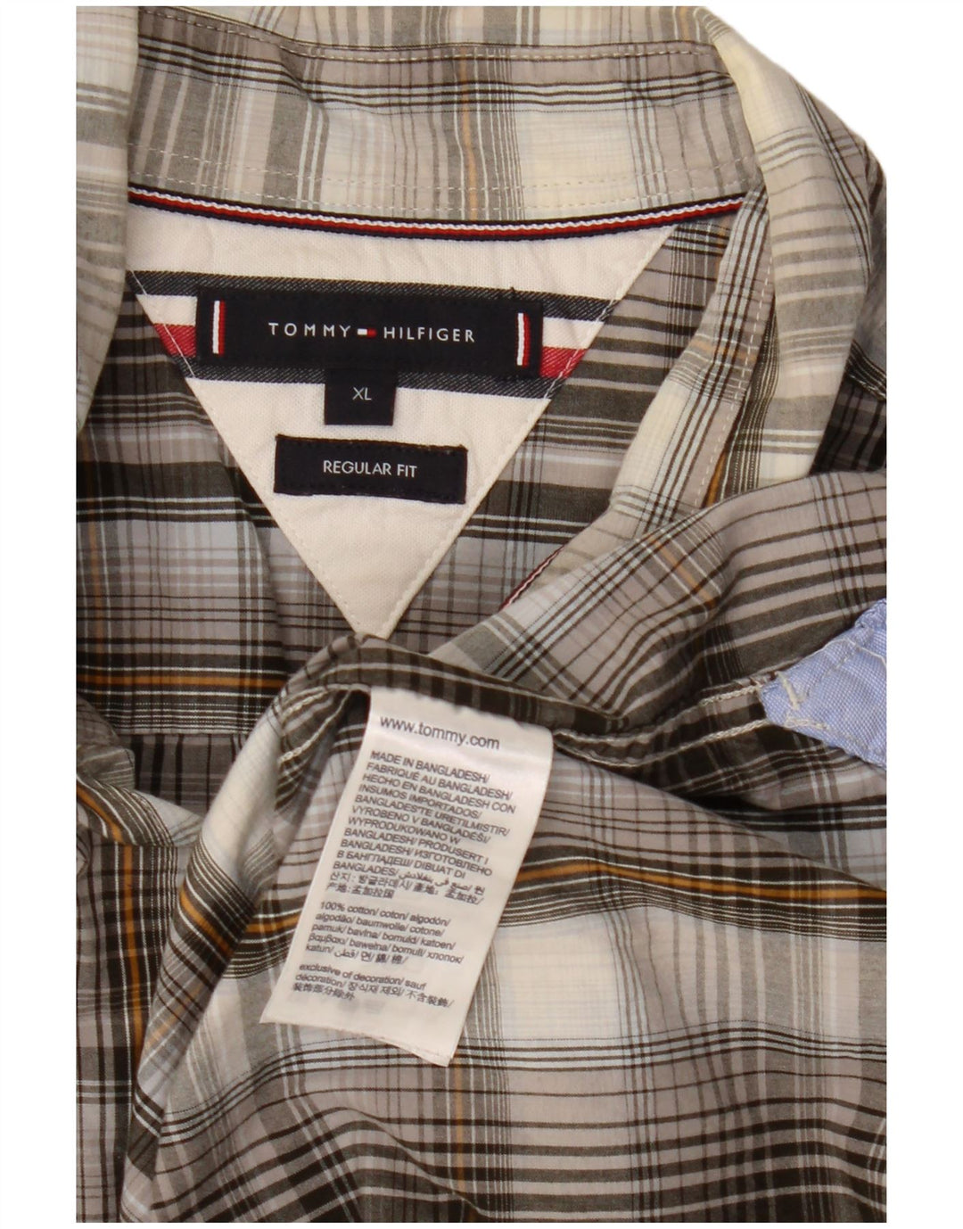 Мужская рубашка стандартного кроя Tommy Hilfiger XL, серая, хлопковая в клетку