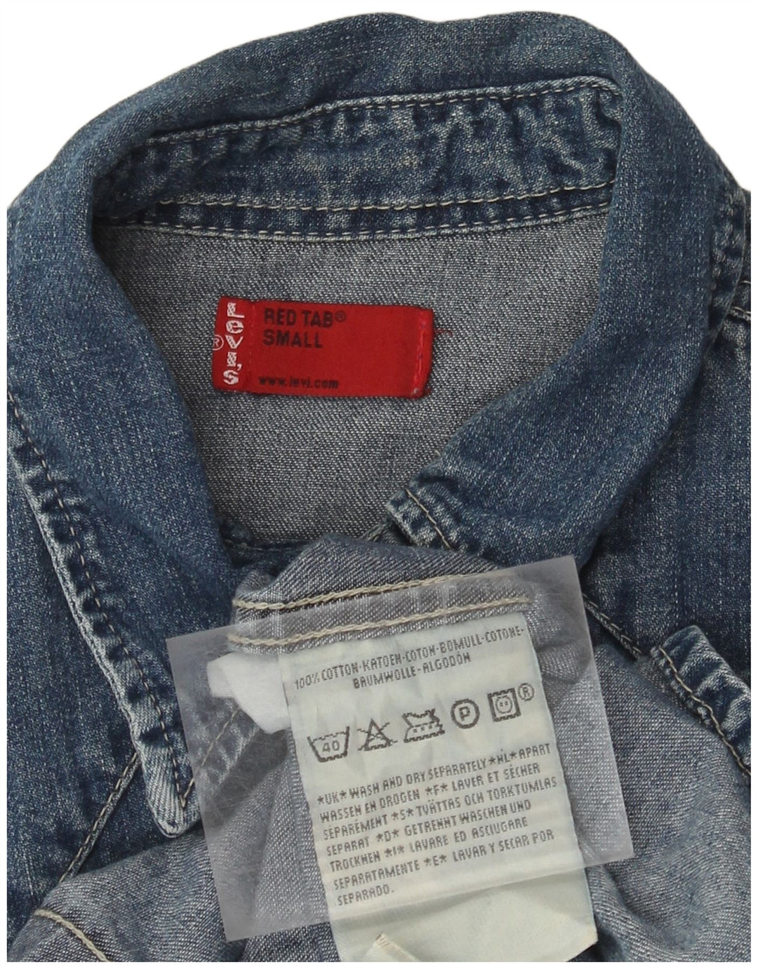 Мужская джинсовая рубашка Levi's, маленькая синяя, хлопок