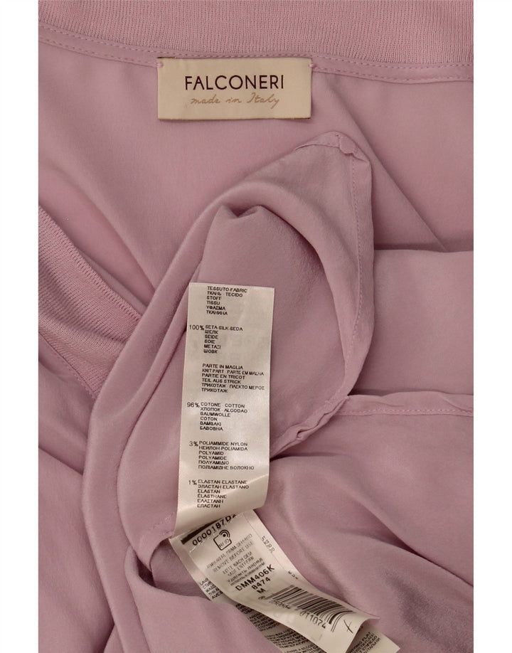 FALCONERI Женская Блузка Топ UK 14 Средний Розовый Шелк