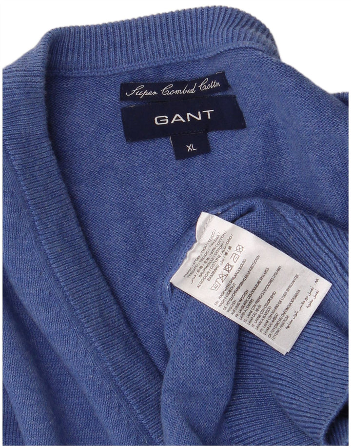 Мужской джемпер с v-образным вырезом Gant XL, синий хлопок