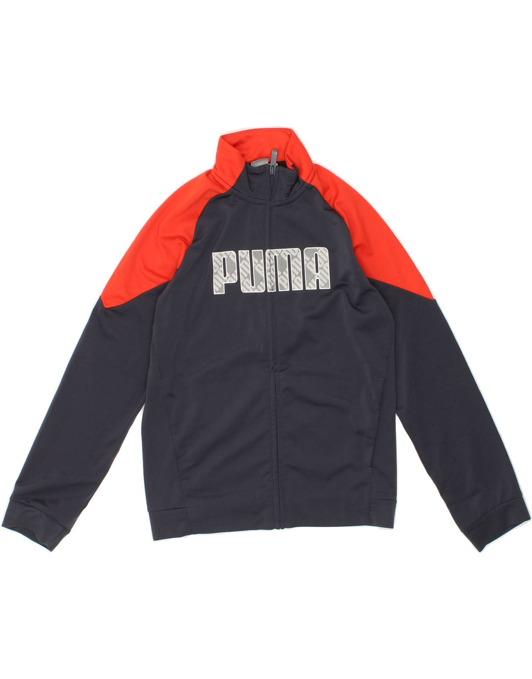 PUMA Boys Graphic Tracksuit Top Jacket 11-12 Years Large Navy Blue Vintage Puma and Second-Hand Puma from Messina Hembry 
