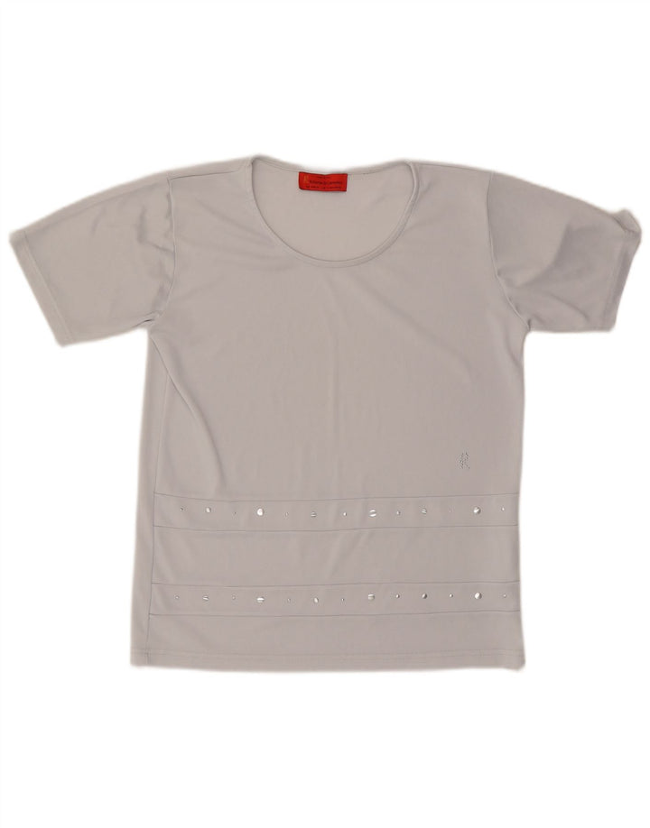 ROBERTA DI CAMERINO Женская футболка Top UK 14 Medium Grey Полиэстер