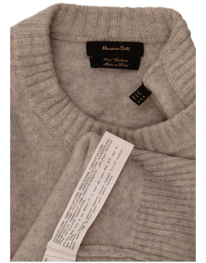 Женский джемпер с круглым вырезом Massimo Dutti UK 14, средний серый в крапинку