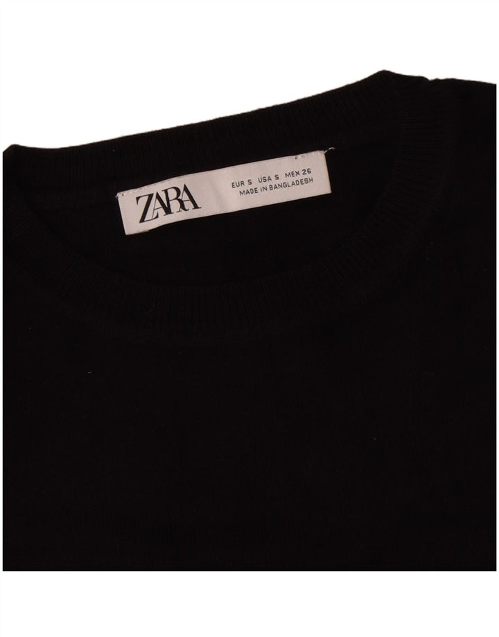 Женский укороченный топ оверсайз Zara с длинным рукавом UK 10, маленький черный, вискоза