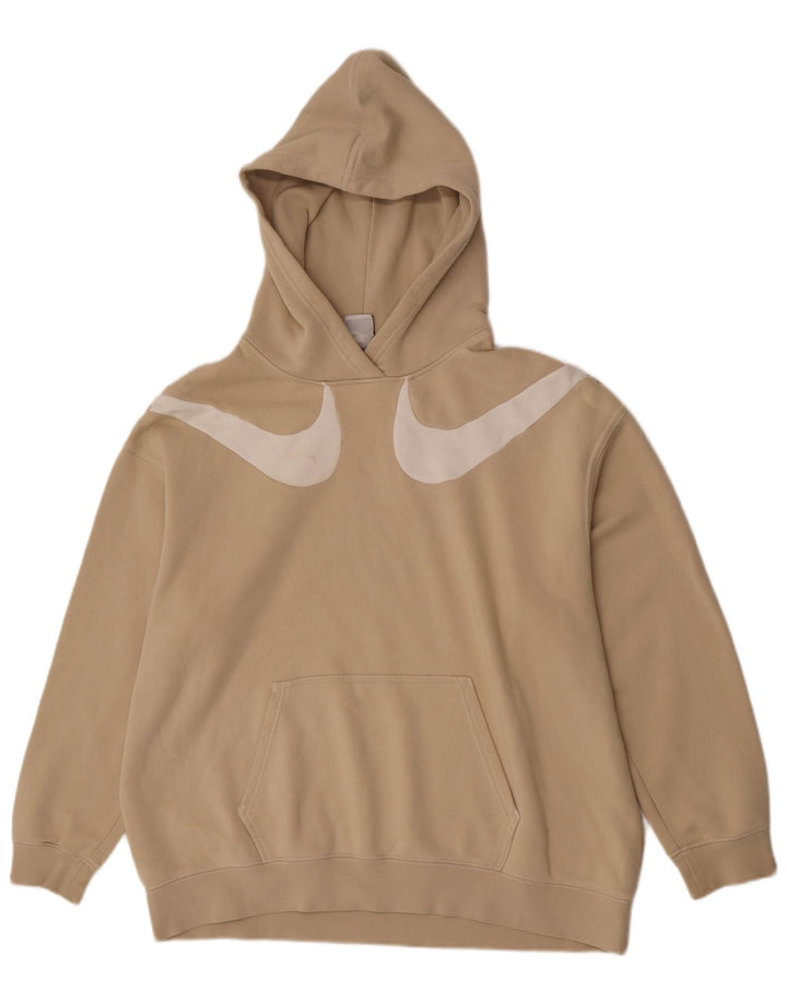Мужской джемпер с капюшоном с графическим рисунком Nike, большой размер, бежевый, хлопок