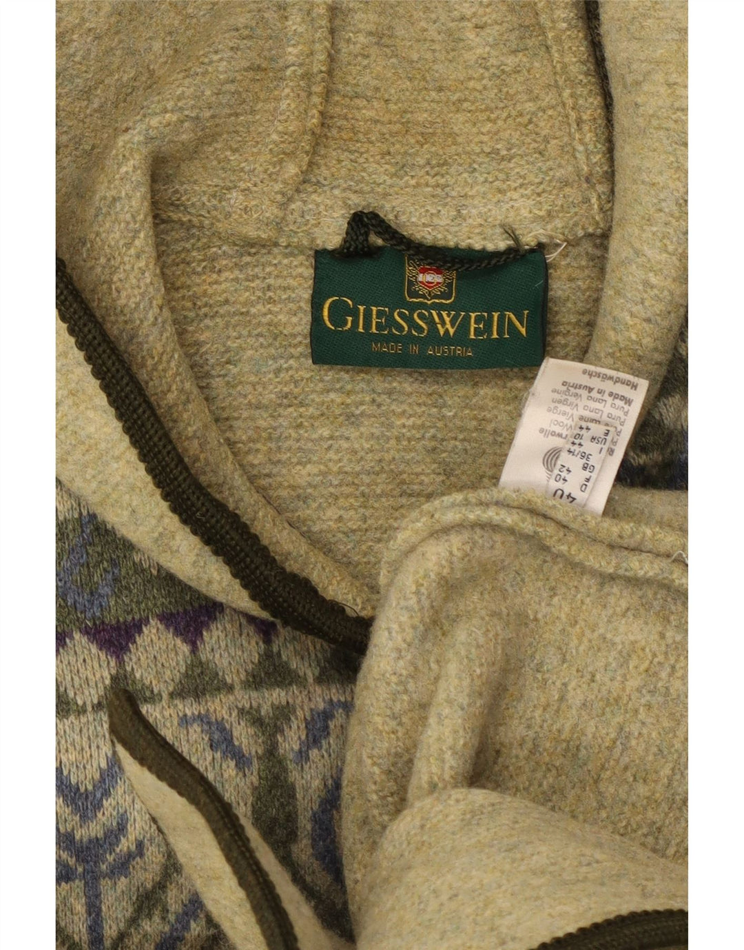 Женский кардиган с капюшоном GIESSWEIN UK 14, большой зеленый Fair Isle