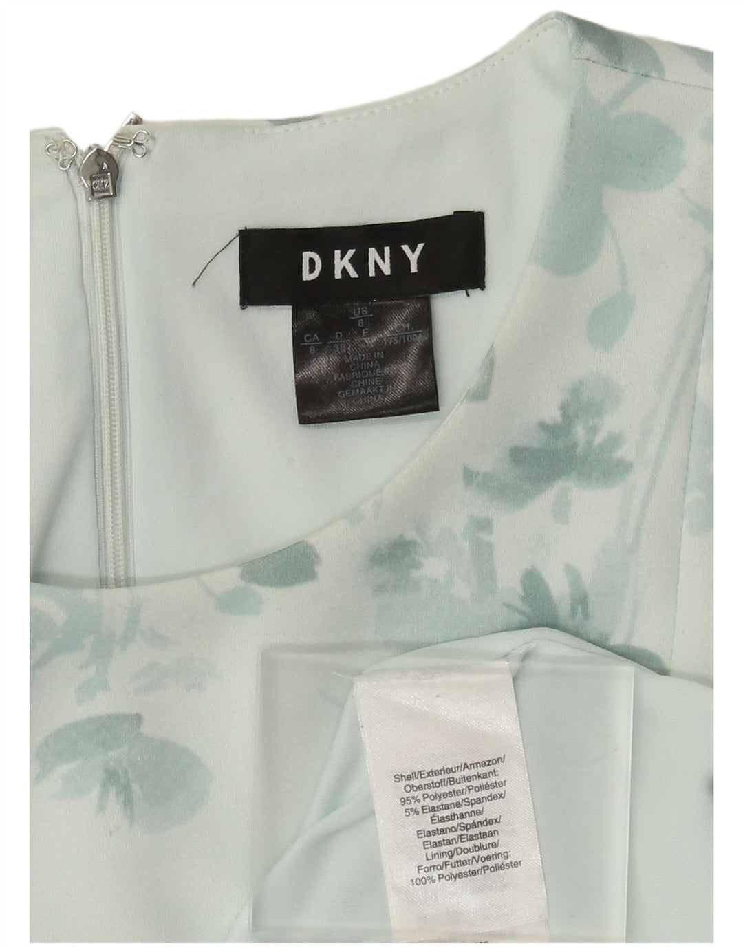 Женское платье трапециевидной формы без рукавов Dkny EU 40, полиэстер среднего зеленого цвета с цветочным принтом