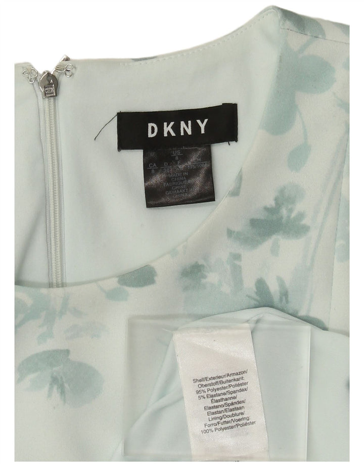 Женское платье трапециевидной формы без рукавов Dkny EU 40, полиэстер среднего зеленого цвета с цветочным принтом