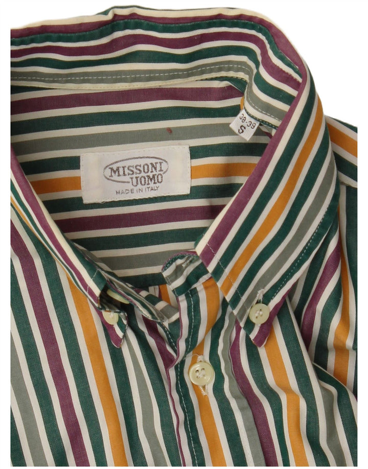 MISSONI Мужская рубашка с коротким рукавом, размер 38/39, маленькая, разноцветная в полоску