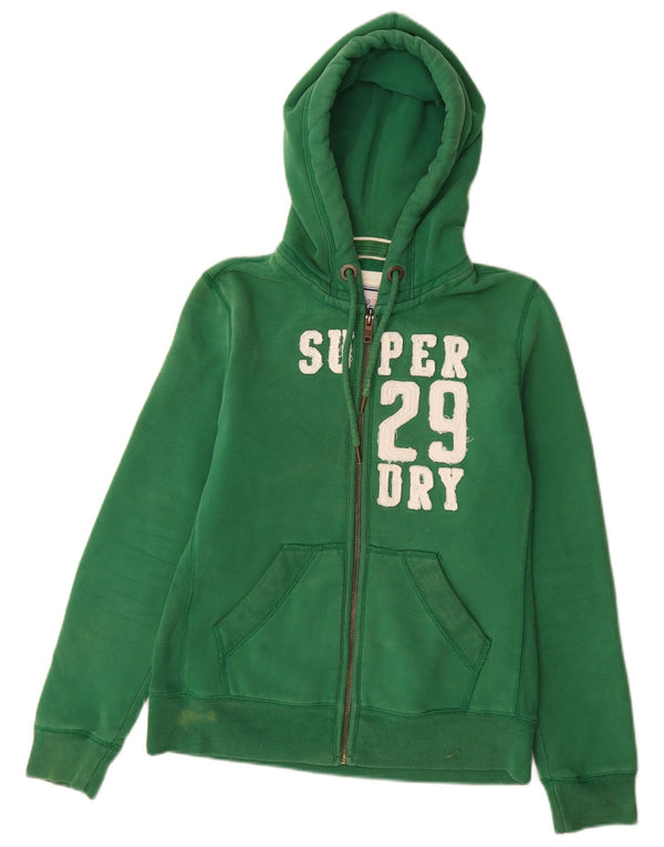 Женский свитер с капюшоном на молнии с графическим рисунком Superdry UK 16, большой зеленый хлопок