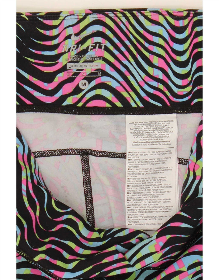 Женские леггинсы Nike Dri Fit UK 12, нейлон, средние разноцветные полоски