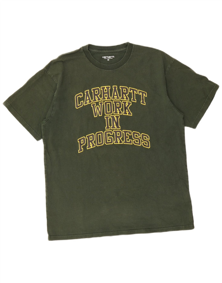 Мужская футболка CARHARTT с рисунком, хлопковый топ среднего зеленого цвета