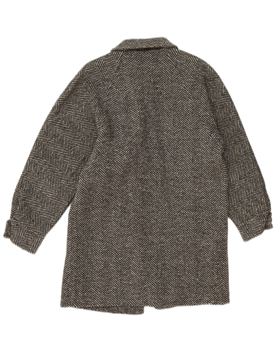 Винтажное женское пальто UK 14, средний серый цвет «елочка»