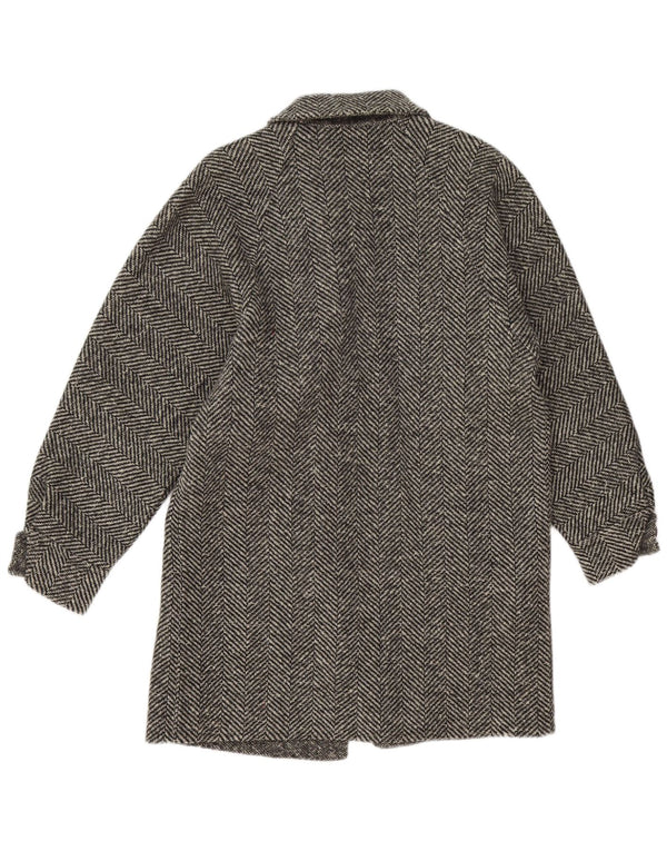 Винтажное женское пальто UK 14, средний серый цвет «елочка»