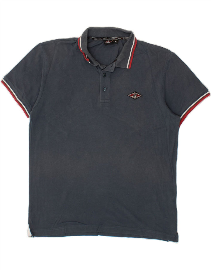 BEAR Mens Polo Shirt Medium Navy Blue Cotton Vintage Bear and Second-Hand Bear from Messina Hembry 