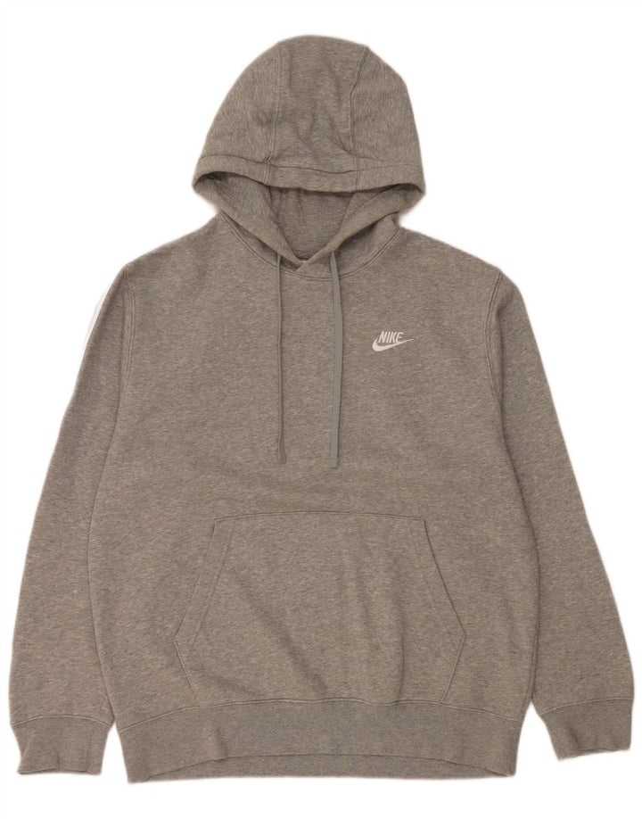 Мужской джемпер с капюшоном с графическим рисунком Nike, хлопковый джемпер среднего серого цвета с крапинками