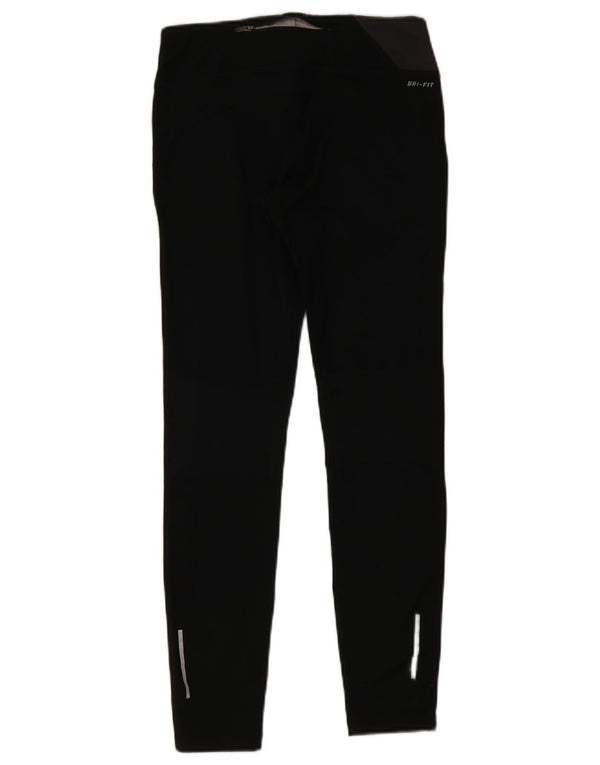 Женские леггинсы Nike Dri Fit UK 12, средний черный, полиэстер с цветными блоками