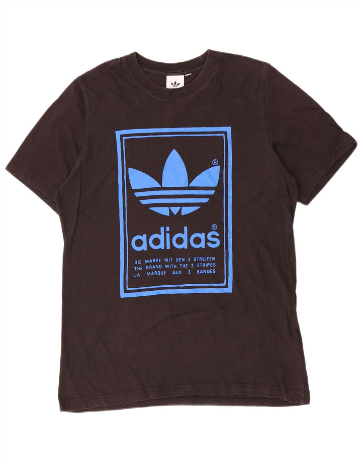 Adidas Мужская футболка с тремя полосками и графическим рисунком Топ среднего размера, черный хлопок