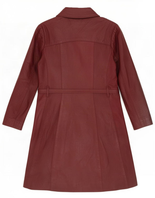 Vintage Womens Leather Coat IT 44 Medium Burgundy
