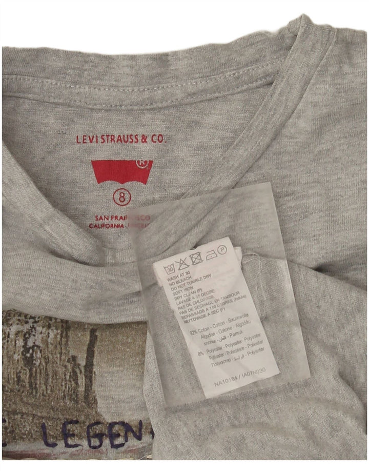 Топ с рисунком Levi's для мальчиков, 7–8 лет, серый хлопок с крапинками, длинный рукав
