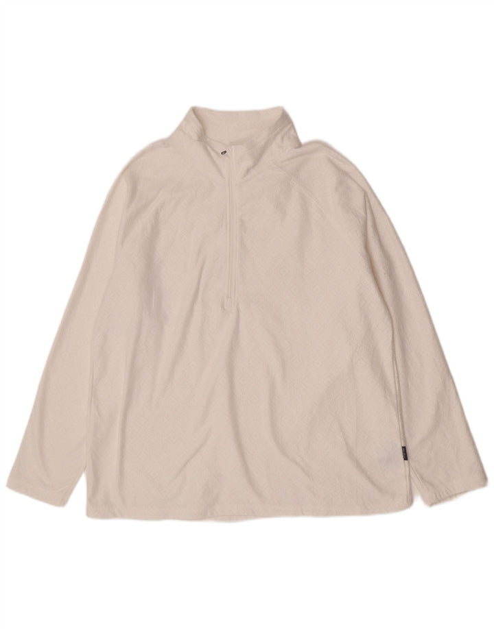 Женский пуловер с воротником на молнии Eddie Bauer, спортивный костюм, топ UK 18 XL, белый с геометрическим рисунком