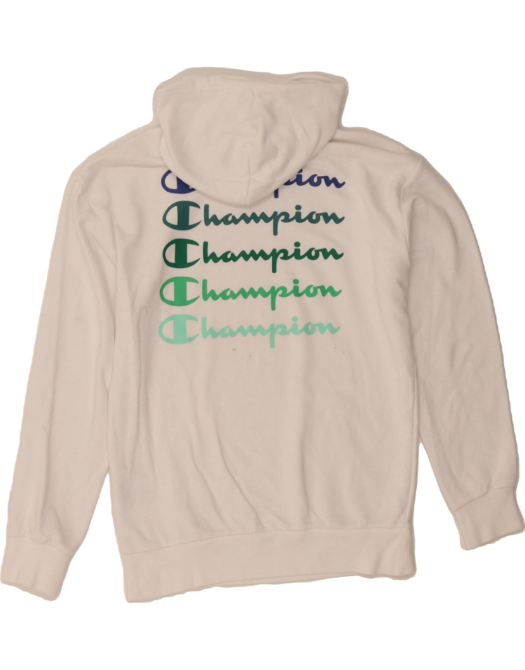 CHAMPION Mens Graphic Hoodie Jumper Small White Cotton Vintage Champion and Second-Hand Champion from Messina Hembry 