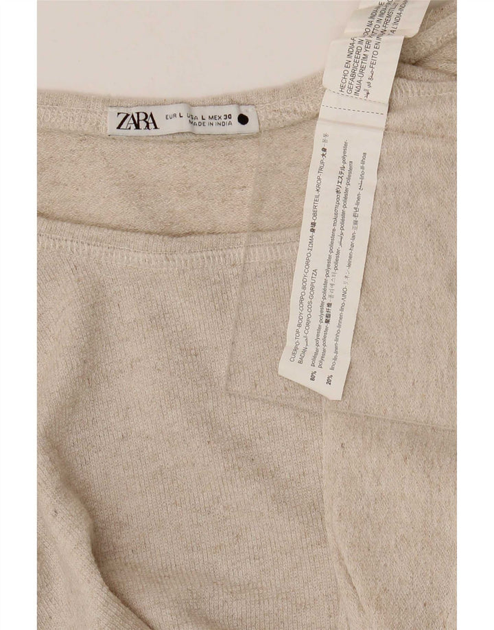 Женская блузка Zara Top UK 16, большой бежевый полиэстер