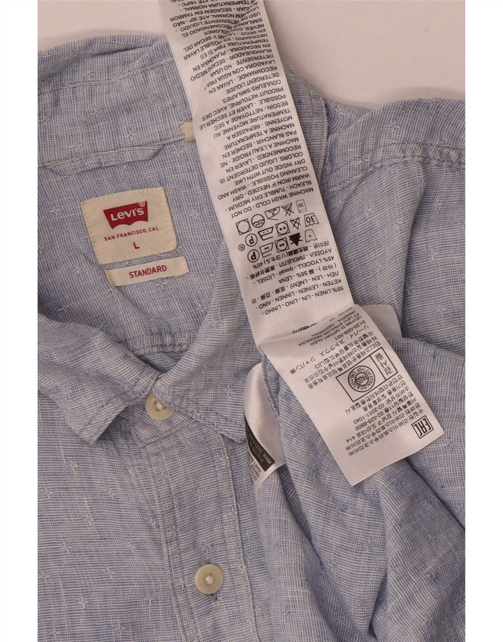 Мужская стандартная рубашка Levi's, большая синяя льняная ткань