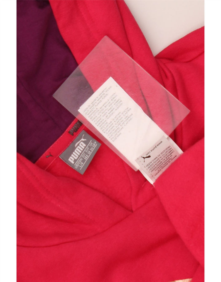 Джемпер с капюшоном PUMA для девочек 11–12 лет, розовый, хлопок с цветными блоками