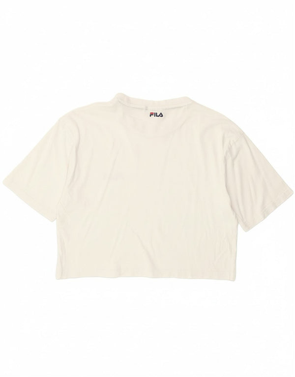 Укороченная футболка свободного кроя с рисунком Fila для девочек, топ 15–16 лет, белый хлопок