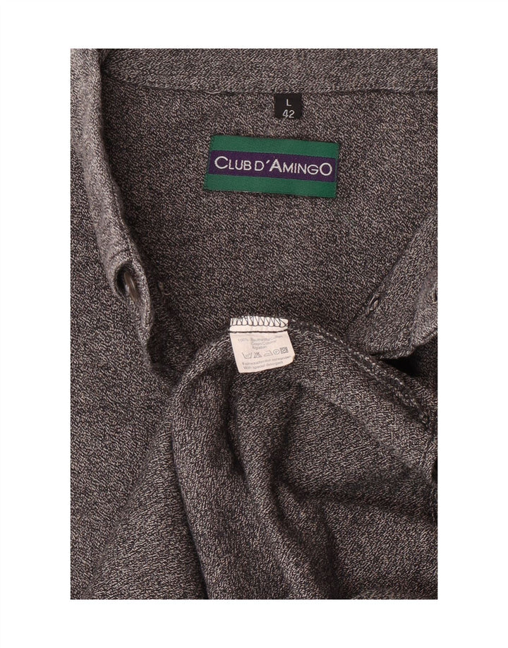 CLUB D'AMINGO Mens Shirt Size 42 Large Grey Flecked Cotton Vintage Club D'Amingo and Second-Hand Club D'Amingo from Messina Hembry 