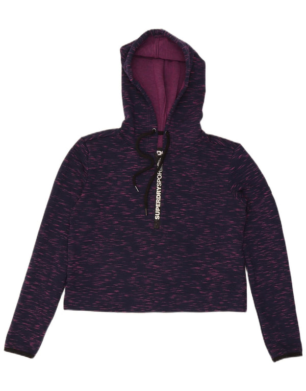 Женский укороченный джемпер с капюшоном Superdry большого размера UK 6 XS Фиолетовый в крапинку