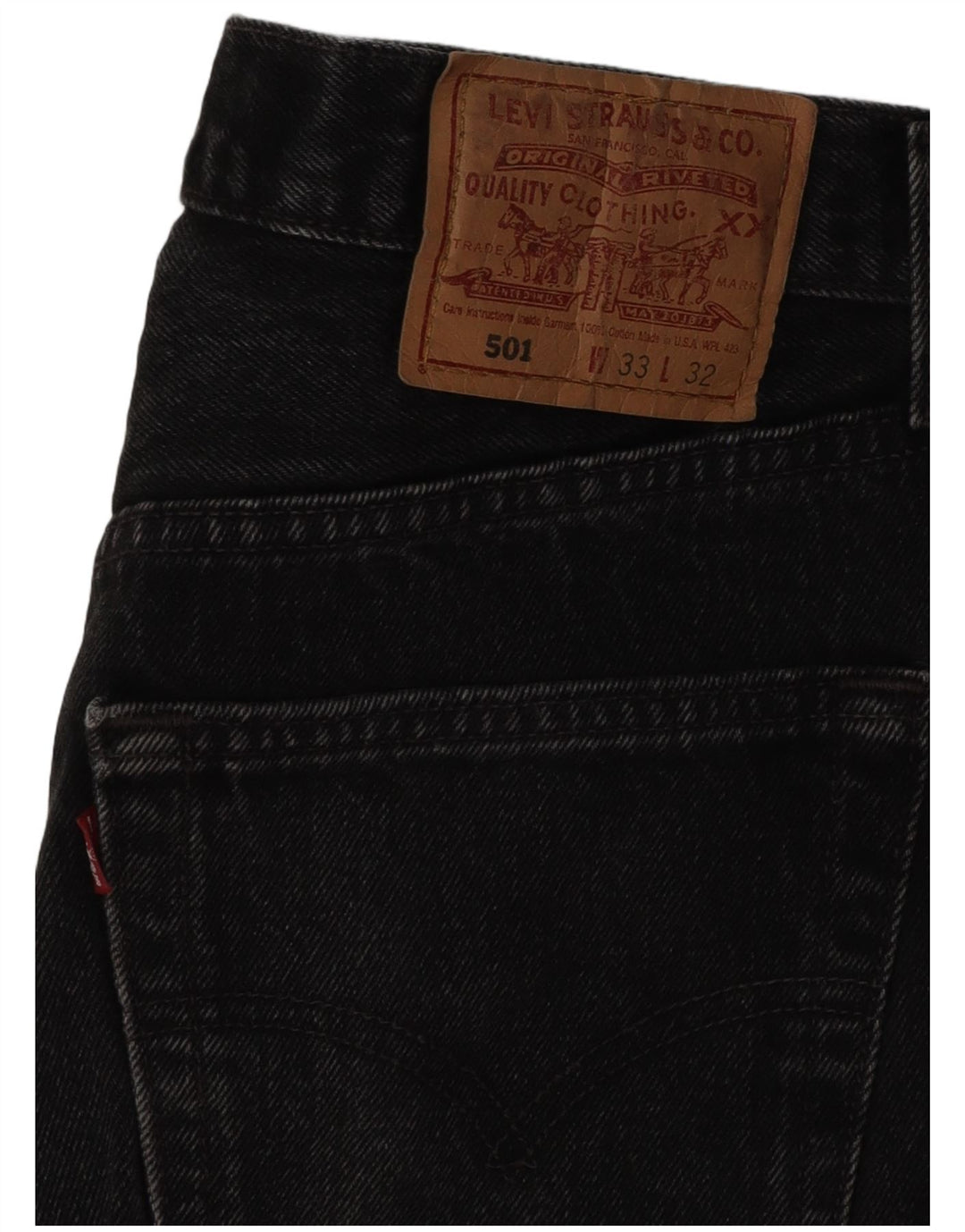Мужские прямые джинсы Levi's 501 W33 L28, черный хлопок