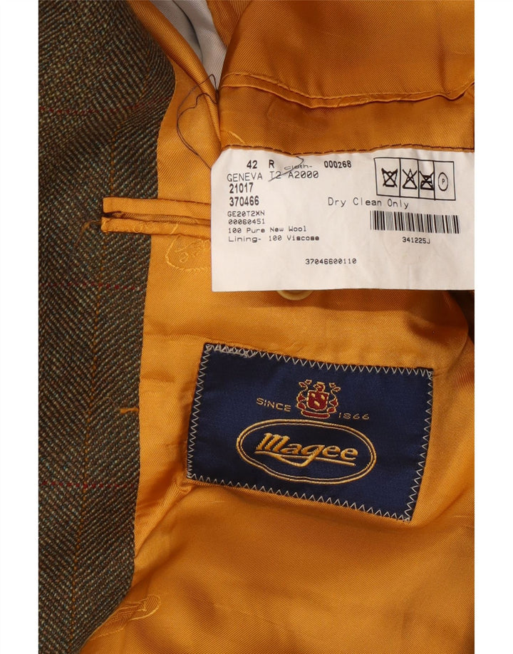 Мужской пиджак Magee на 2 пуговицах, UK 42 XL, коричневый, шерстяной в клетку