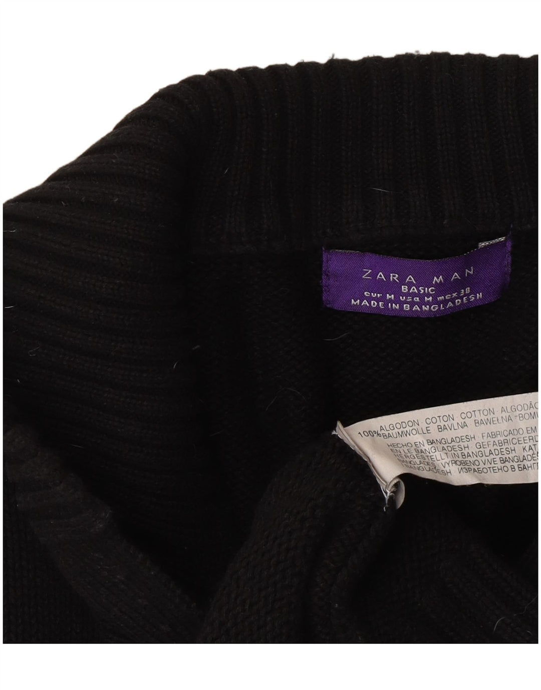 Мужской кардиган Zara, классический хлопковый свитер среднего черного цвета