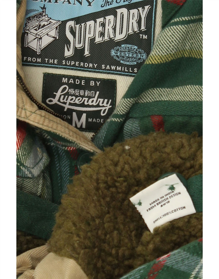 SUPERDRY Женская куртка в клетку UK 12, хлопковый средний зеленый цвет в клетку
