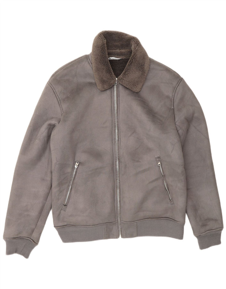 Мужская куртка из шерпы Zara UK 42 XL, серый полиэстер