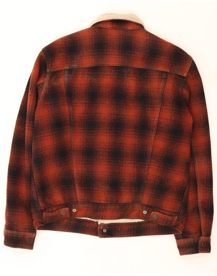 Мужская куртка Levi's Sherpa UK 38, средний красный полиэстер в клетку