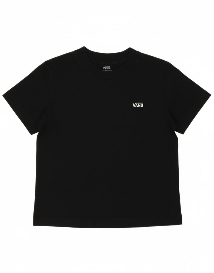 VANS Womens Crop T-Shirt Top UK 14 Medium Black Cotton