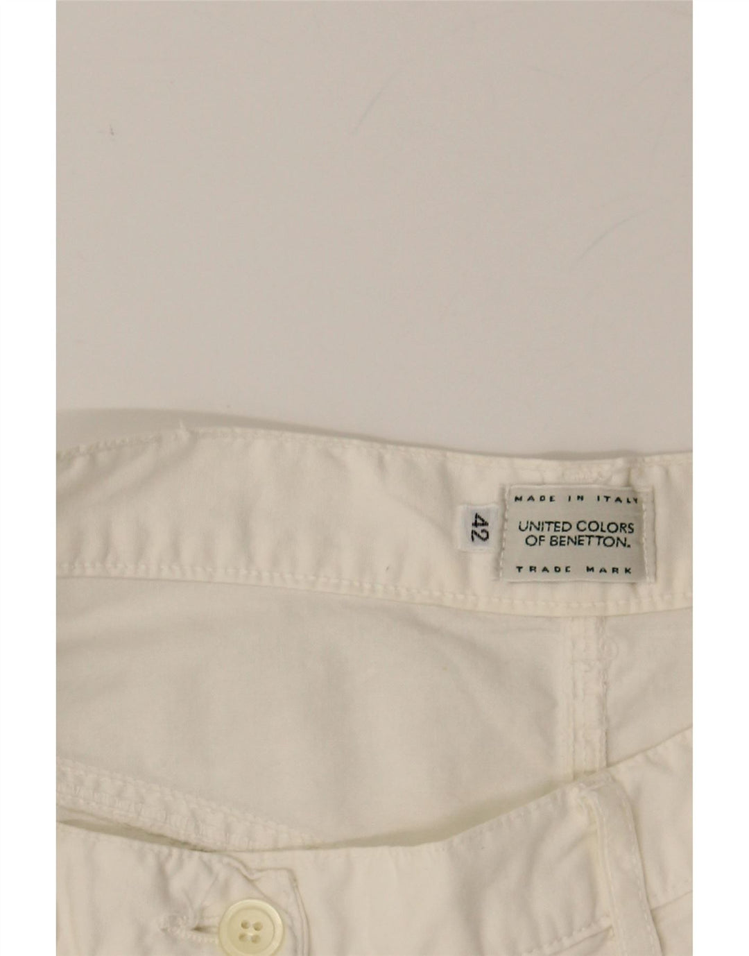 BENETTON Womens A-Line Skirt IT 42 Medium W28  White Cotton Vintage Benetton and Second-Hand Benetton from Messina Hembry 