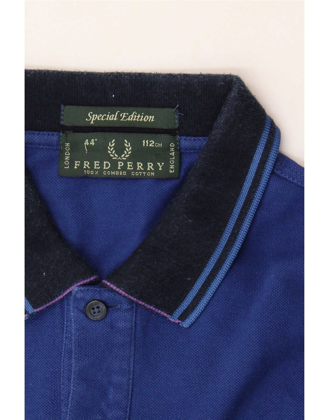 Мужская рубашка-поло с длинным рукавом Fred Perry, хлопковая синяя полоска среднего размера