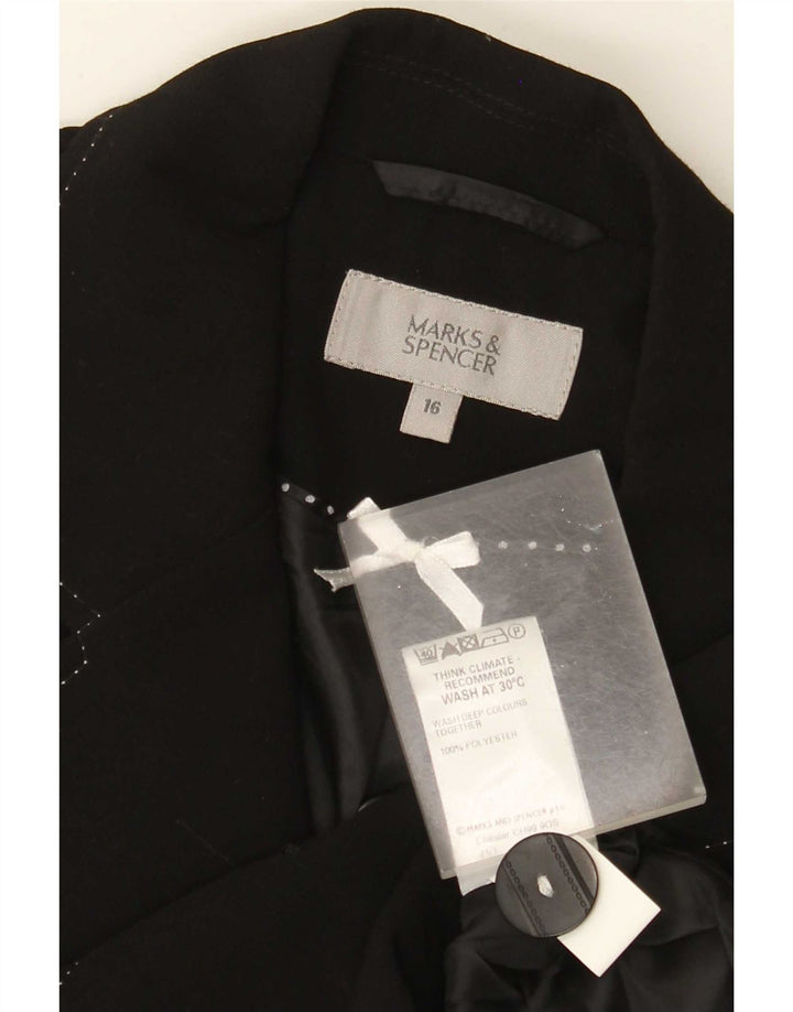 Женский пиджак с 3 пуговицами Marks & Spencer, Великобритания 16, большой черный полиэстер