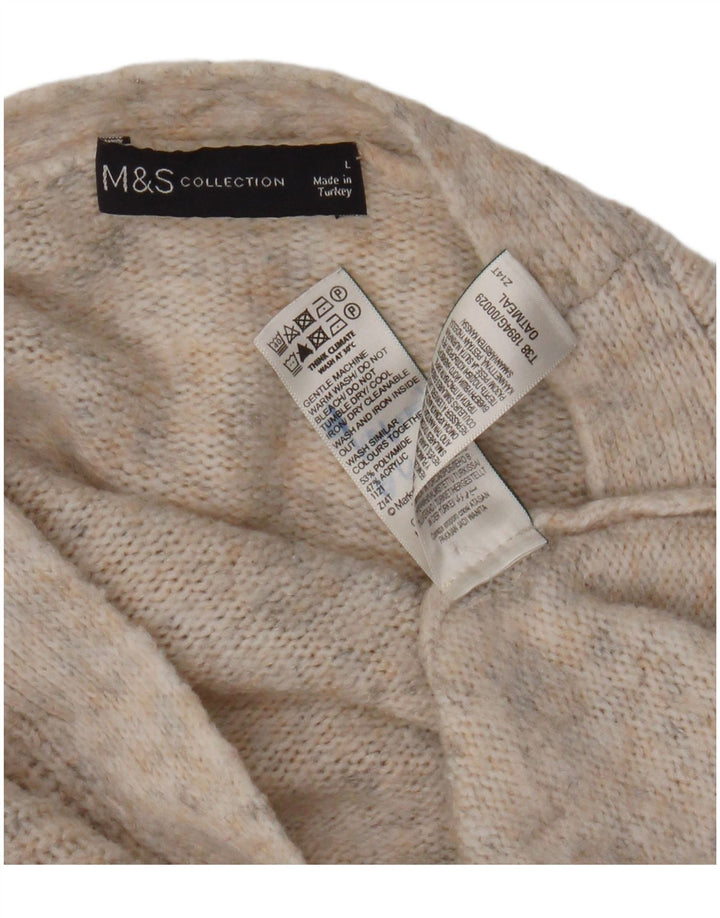 Женский свитер-кардиган оверсайз Marks & Spencer UK 16, большой бежевый