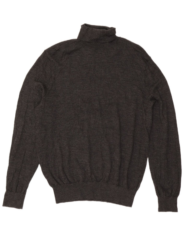 Мужской джемпер с высоким воротником Polo Ralph Lauren XL, серый из мериносовой шерсти