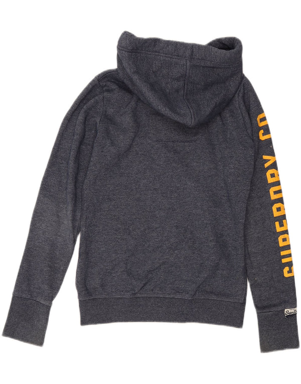 Женский свитер с капюшоном на молнии с графическим рисунком Superdry UK 10, маленький темно-синий, хлопок