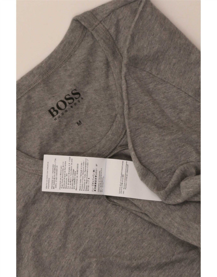 Мужская футболка Hugo Boss, топ среднего серого цвета, хлопок